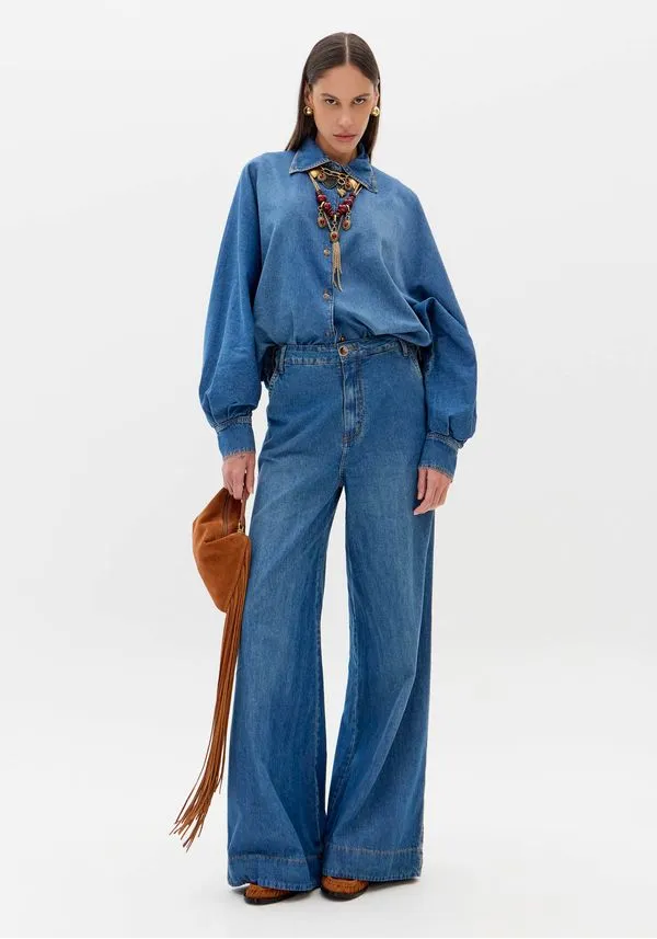 Calça Jeans Pantalona Super High